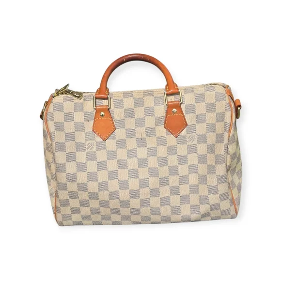 Louis Vuitton Checkered Tan Brown Handbag Women 10x10 Inches Medium - Picture 1 of 16